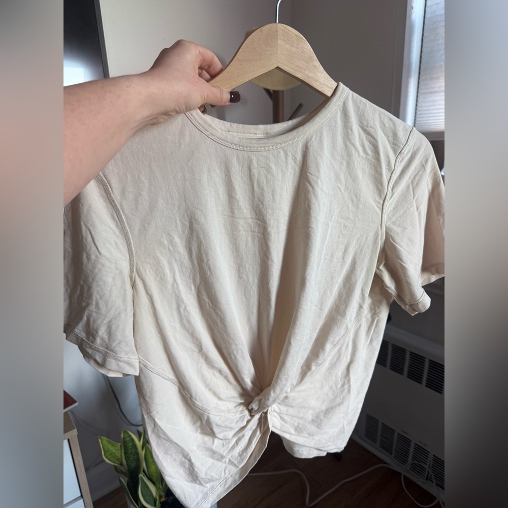 lululemon athletica Tie-Front Crew Tee in Light Cream